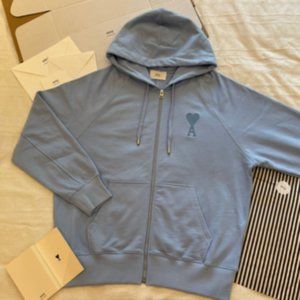 AMI RIS 22 Macaron Color Big Heart Zipper hoodie